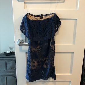 Navy strapless dress